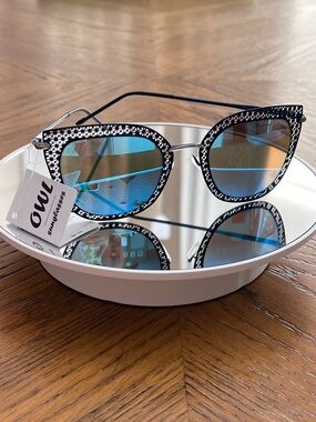 OWL Sunglasses Blue Lace Frame with Blue Mirrored Lenses
